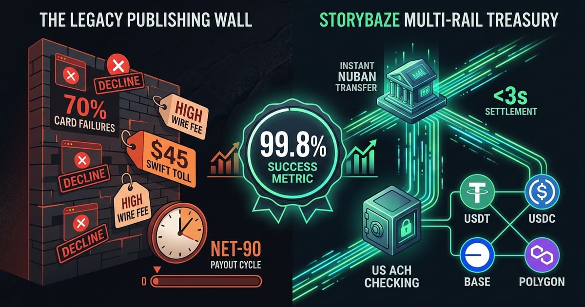 The Global Settlement Divide: Legacy Publishing Tollbooths vs. StoryBaze Multi-Rail Engine